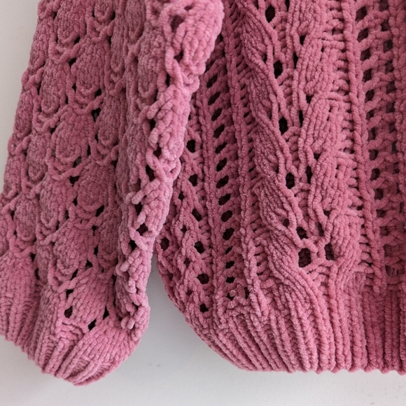 Forever 21 Fuzzy Open Knit Sweater Dusty Rose - Picture 5 of 7